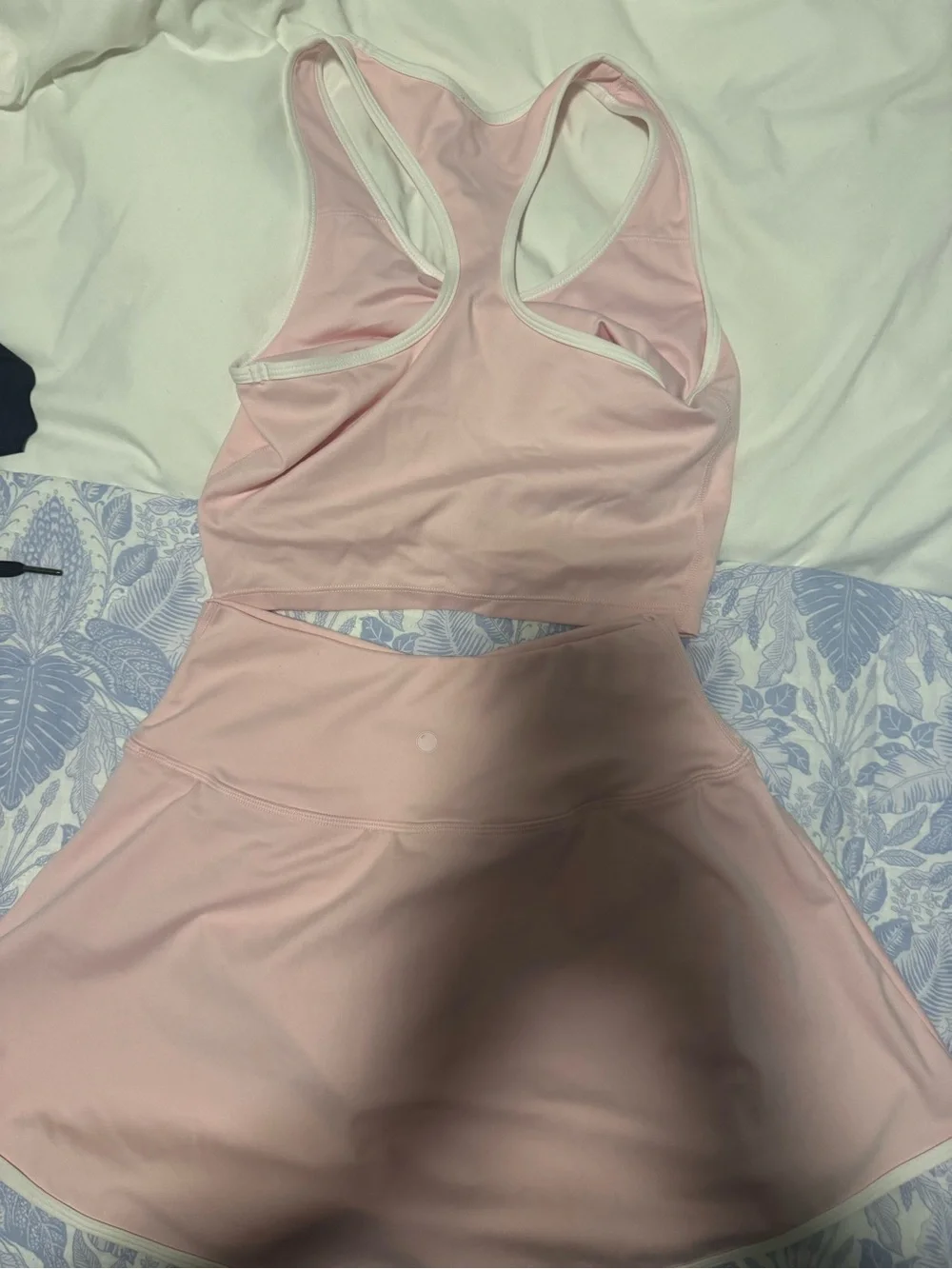Yogalicious Light Pink Athletic Crop Tank & Skater Skirt Set